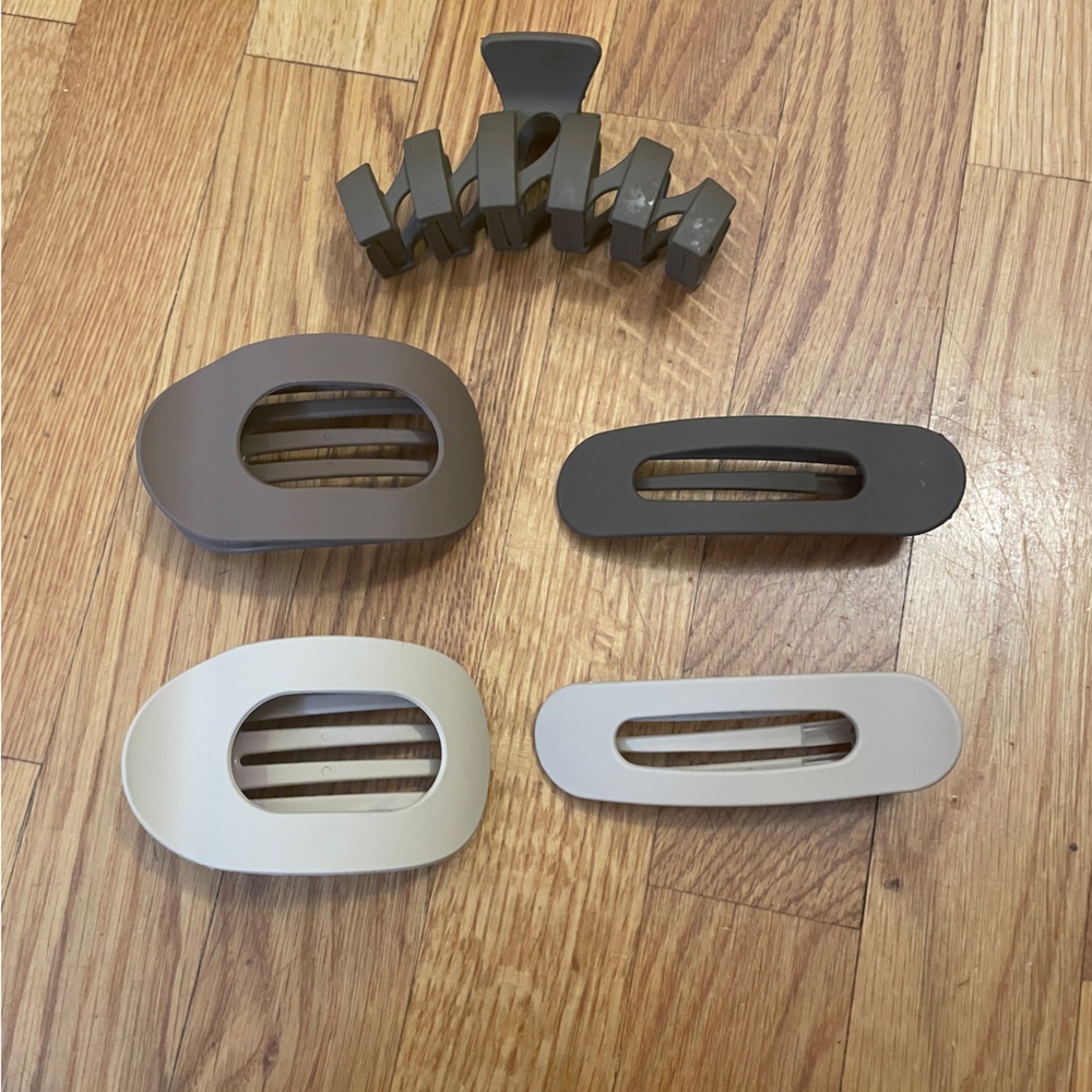 Modern Accent Flat Hair Clips Set - Neutral Tones